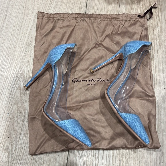 Gianni Rossi Plexi 105 denim & PVC pump - Picture 9 of 11